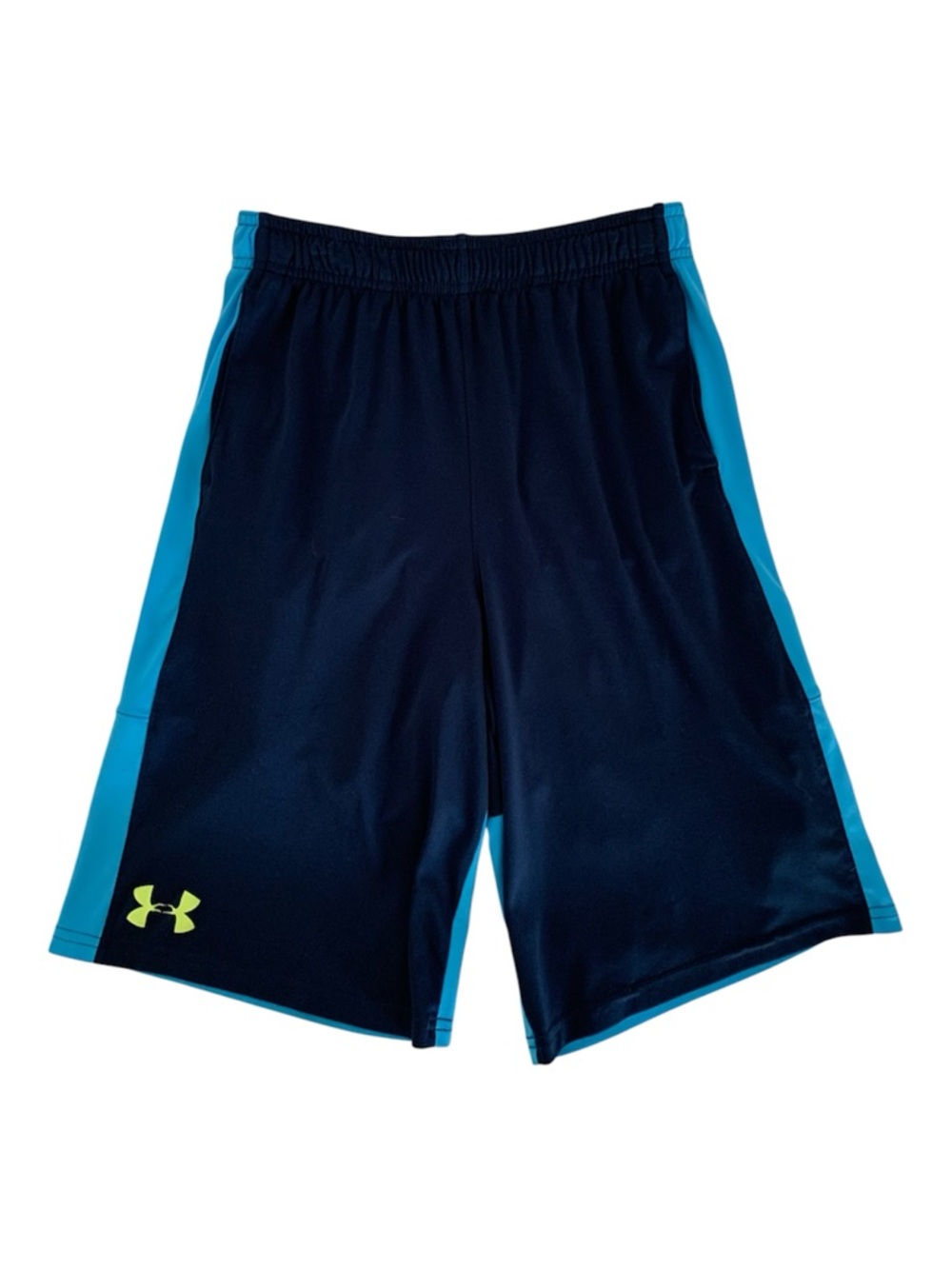 Under Armour HeatGear Shorts Boys Size YLG Blue UA Logo Loose Fit Basketball Gym